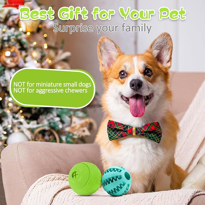 HIPPIH Dog Puzzle Toy 2 Pack, Interactive Dog Toys for Treat Dispensing | Durable Puppy Enrichment Toys, Dog Treat Ball for Teething, Slow Feeder, IQ Training, Blue-2.75'', Green-3.14''