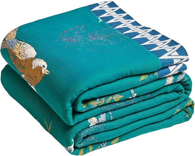 MSGKV Boho Throw Blanket 60"x80" Aviary Botanical Cotton Throw Blanket | Aviary Botanical Pattern, Muslin Throw, Reversible Woven, Lightweight Comfort, Twin Size Blanket, Decorative Home Accent
