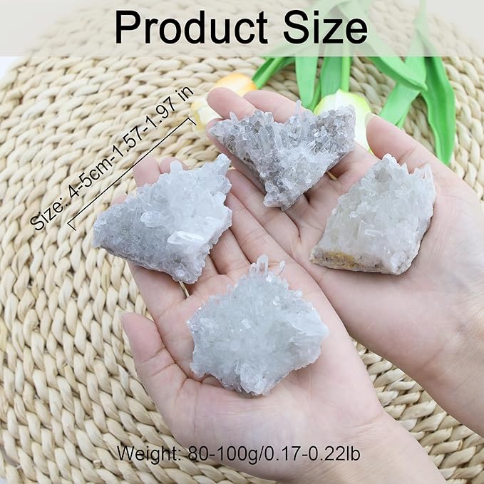 ZHIYUXI Quartz Crystals 2.8-3.5 oz Geodes Clear Quartz Crystal Cluster Healing Crystals Cuarzos Natural Crystals for Beginners White Raw Stone Reiki 1pc