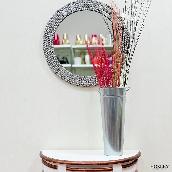 Hosley Galvanized French Bucket Vase with Handles 6" Dia x 15" H- Perfect for Weddings, Parties, Country Picnics, Floral Arrangements, Tableware Storage, or Candle Gardens - Rustic Farmhouse Décor