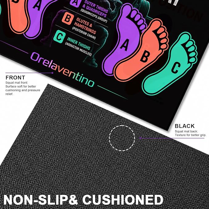 Squat Mat with Foot Position,Non-Slip Workout Mat for Squats & Leg Exercises, Improves Muscle Activation & Knee Support, Home Gym Fitness Mat,30 * 13.8"inch Squat Pad