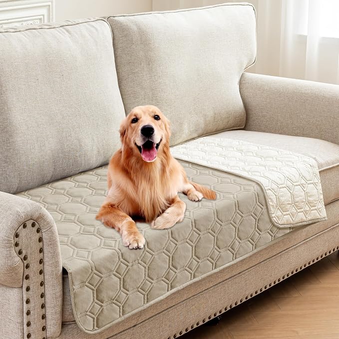 ZNSAYOTX Ultimate Cozy Blankets (30"x53") 100% Waterproof Sofa Mat Blanket for Dog Pets, Bed Couch Protector with Non-Slip Back Washable Durable, Pee Scratch Proof Easy to Clean (Khaki)