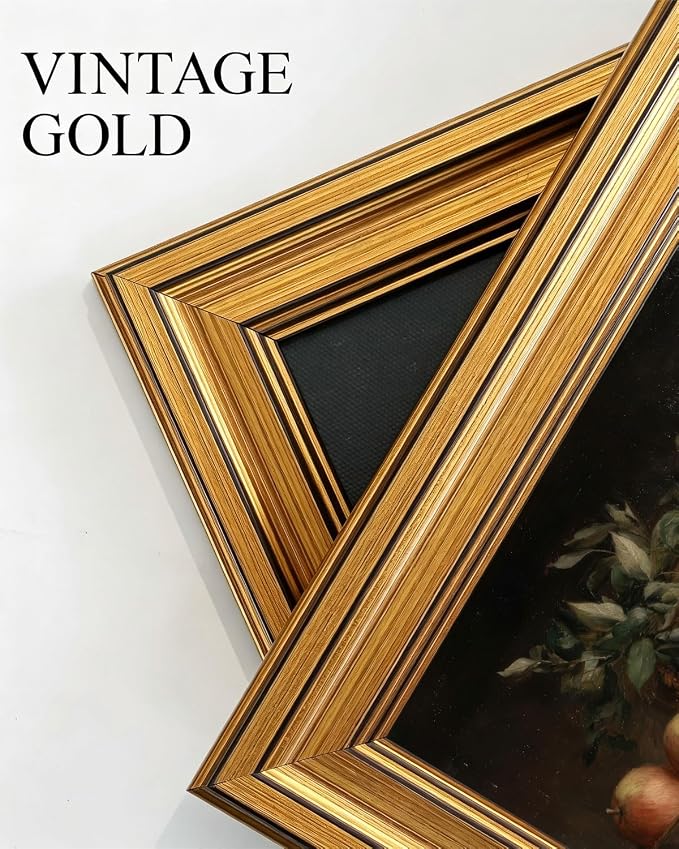 Gold Framed Wall Art, Vintage Apple Still Life Canvas Prints, Classical Farmhouse Fruit Picture Wall Decor, Antique Rustic Kitchen Artwork for Dining Room, Kitchen 12x16 inch
