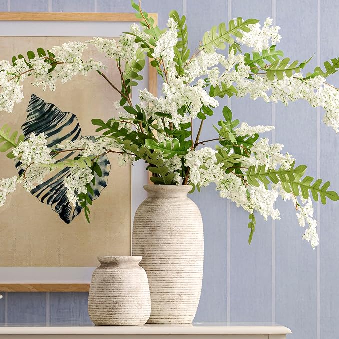 Ceramic Flower Vase, 12.5" Large Vases Home Decor Rustic Farmhouse Tall Pottery Decorative Pampas Vase for Table Living Room Entryway Mantel Bookshelf Bedroom Bathroom Kitchen - D