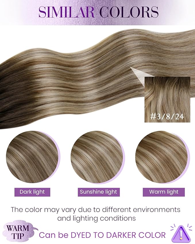 LaaVoo Itip Human Hair Extensions Ombre I Tip Hair Extensions Balayage Brown to Medium Brown with Blonde Remy Hair 50 Strands 50g 22inch