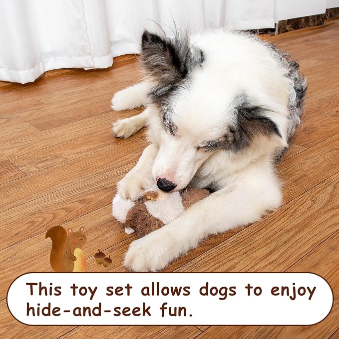 Hollypet Squeaky Hide and Seek Dog Toys for Small and Medium, Pine Cone