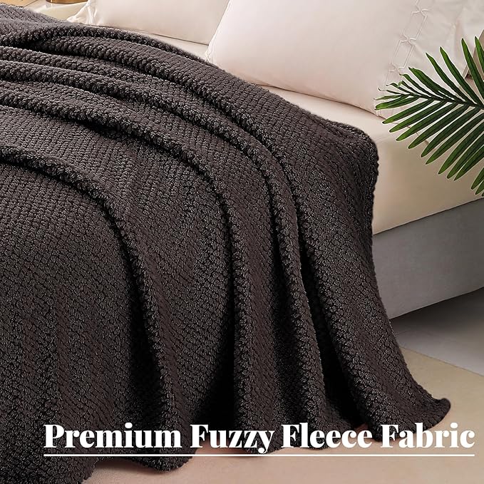 Whale Flotilla Extra Large Soft Fleece Throw Blanket for Couch | 50x70 Inch, Coffee, Suitable for Sofa Chair Bed, Fluffy Fuzzy Jacquard Blankets for All Season, Lightweight and Cozy