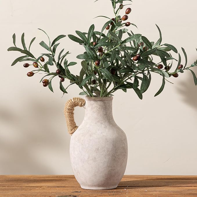 Vanselia Ceramic Flower Vase Home Table Decor Living Room Farmhouse 10 in | Large Tall White Rustic Decorative Flowers Vases Plant Modern Decoration for Kitchen Shelf Coffee Dining Centerpieces Desk