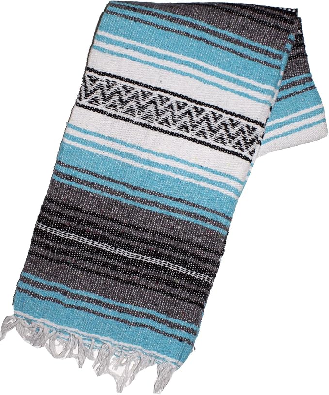 Canyon Creek Authentic Mexican Yoga Falsa Blanket (Turquoise)