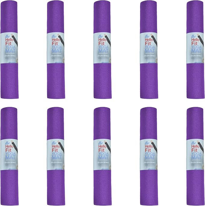 10-Pack Yoga Mat, 68" x 24" Non Slip Exercise Mat, 4mm Thick Gym Mat for Fitness and Stretching, Bulk Non Toxic Yoga Mats for Schools and Studios