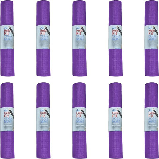 10-Pack Yoga Mat, 68" x 24" Non Slip Exercise Mat, 4mm Thick Gym Mat for Fitness and Stretching, Bulk Non Toxic Yoga Mats for Schools and Studios