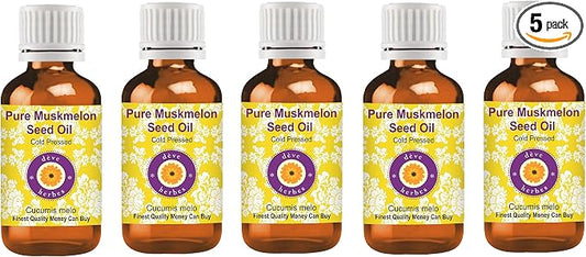 dève herbes Pure Muskmelon Seed Oil (Cucumis melo) Cold Pressed (Pack of Five) 100ml X 5 (16.9 oz)