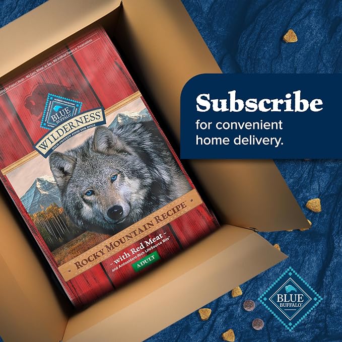 Blue Buffalo Wilderness Rocky Mountain Recipe Adult Dry Dog Food, 28 lb | 31g Protein, Real Beef #1 Ingredient, High Protein Red Meat with Wholesome Grains, Antioxidant-Rich Fruits & Veggies