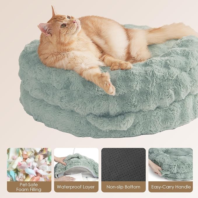 EHEYCIGA Soft Dog Couch Bed for Large Dog, Fluffy Medium Dog Bed with Removable Washable Cover, Bolster Pet Sofa, Waterproof and Non-Slip, 36" x 36"x 9", Green