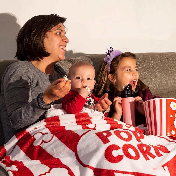 50'' x 60'' Popcorn Movie Throw Blanket Gifts for Women Movie Lover | Movie Popcorn Blanket Gifts for Women Soft Warm Lightweight Cozy Cinema Theme Throw for Bed Sofa Couch Living Room Decor