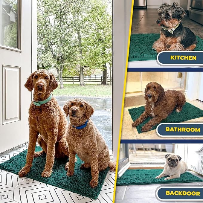 Muddy Mat® | Super Water Absorbent Door Mat Indoor, Microfiber Quick Dry Chenille Entryway Rug,Slip Resistant Front Door Mat,Indoor Mats for Entryway,Machine Washable Pet Rug, Slate Blue 36" x 120"
