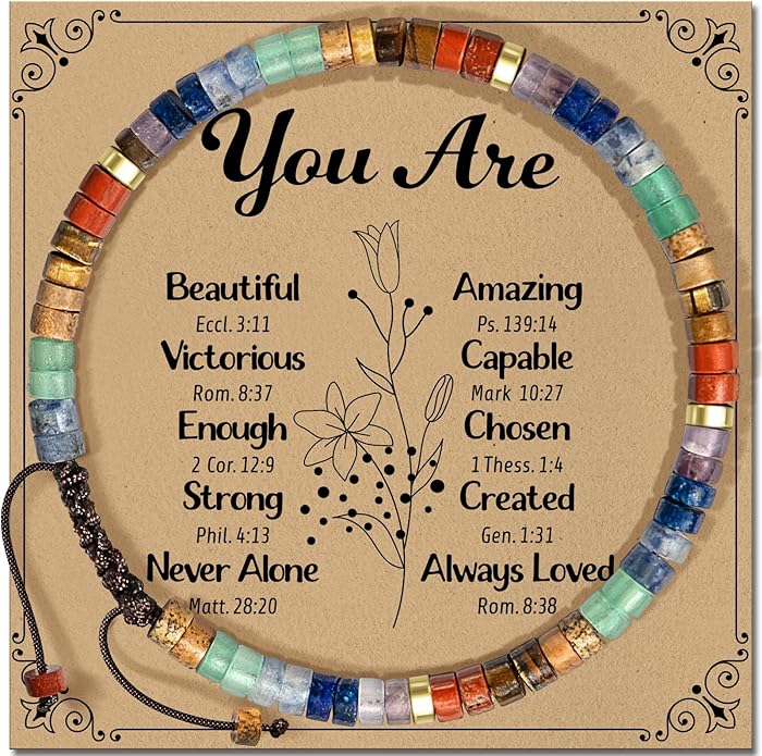 Inspirational Gifts Bracelets for Women: Valentines Mothers Day Birthday Gifts for Women Friends Sister Mom - Healing Natural Stone Beads Bracelets Thinking of you Get Well Soon Gift for Women