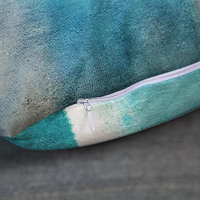 Emvency Throw Pillow Covers Set of 2, 18 x 18 Inch, Turquoise White Gray | Teal Painting Outdoor Decorative Square Pillow Cases Couch Cushion Case for Couch Bed Sofa Living Room Home Decor