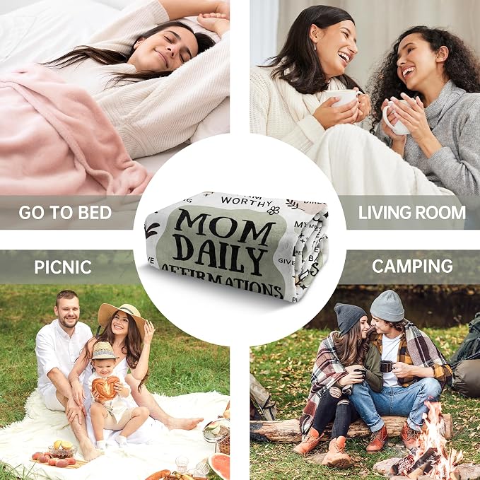 BaubleDazz New Mom Gifts Blanket, Mom Daily Affirmations(50" x 60") | Postpartum Pregnancy Gifts for First Time Moms, Mommy to Be, Mama, New Mom Essentials, Birthday Gifts for Mom