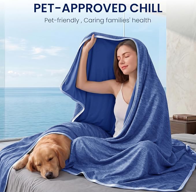 Cooling Blanket Queen Size 90"x90" for Hot Sleepers Summer Blanket | Absorbs Heat Cold Summer Blanket for Night Sweats & Menopause Q-Max>0.5 Lightweight Breathable Soft Double-Side Cooling