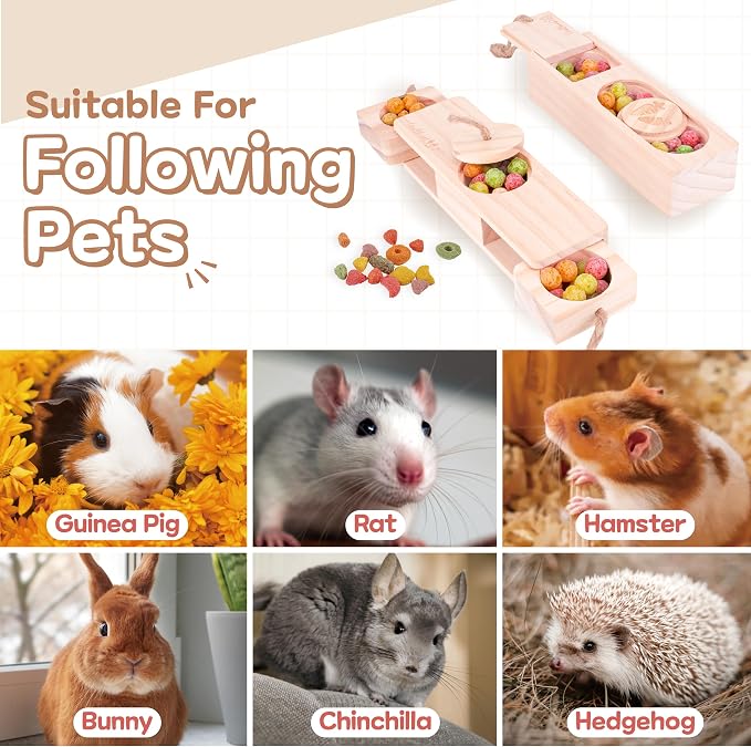 SoulThink® Advanced Interactive Wooden Pet Rabbit Toys - Sniff n' Snack Bunny Chew Toys for Rabbit Treats, Suited for Chinchilla Foraging, Guinea Pigs Boredom, and Hamster Enrichment (2 Set)