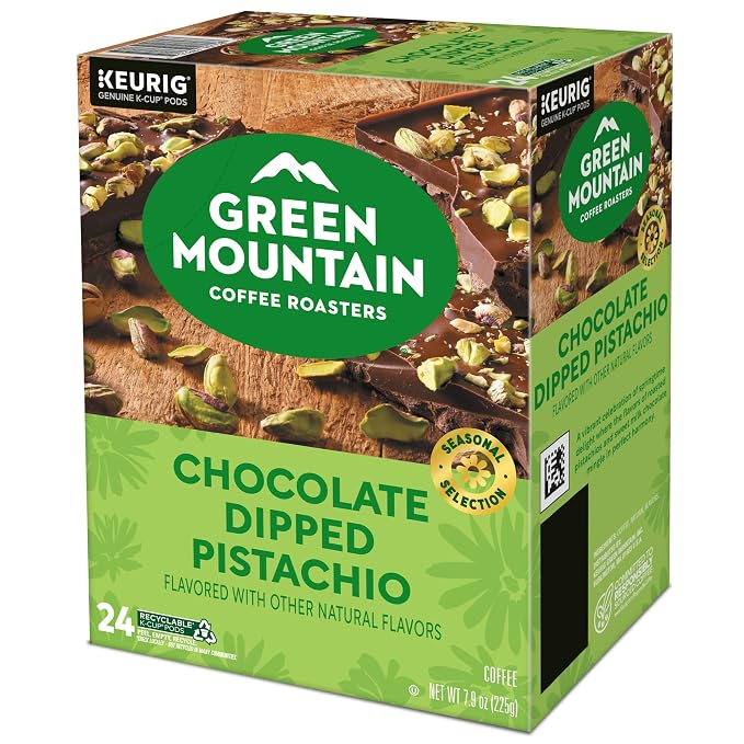Green Mountain Coffee Roasters Chocolate Dipped Pistachio Flavored Coffee, Single Serve Keurig K-Cup Pod, 96-count pods, (4 pack of 24)