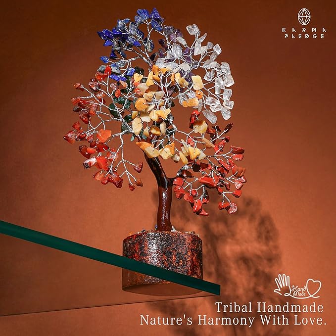 7 Chakra Tree of Life for Manifestation Handmade Home Office Decor Healing Crystal Tree for Money, Good Luck, Anniversary Gifts for Her, Unique Birthday Gifts for Women, Men, Friends, Mom & Dad