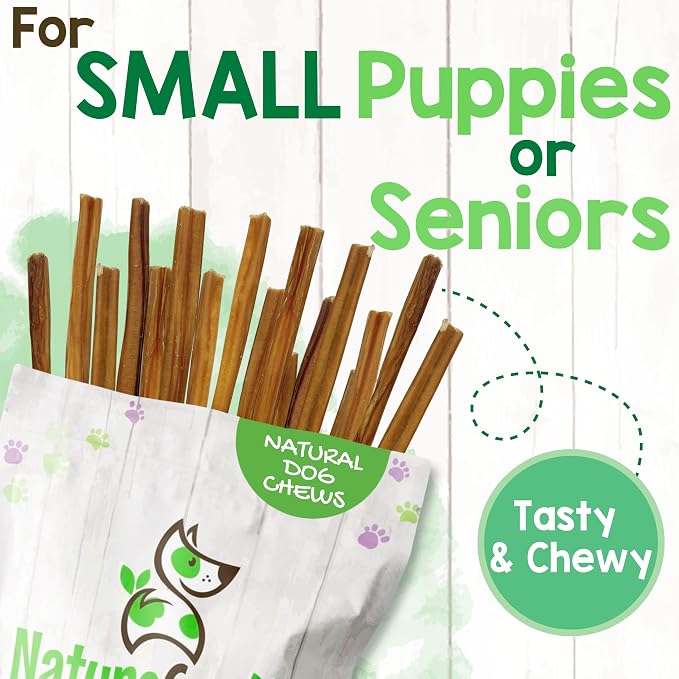 Nature Gnaws Large Bully Sticks 6" Rawhide Free Dog Chews, 3 Count | Thick Long Lasting for Aggressive Chewers and Large Dogs - Natural Beef Dog Chew Bones - No Artificial Preservatives