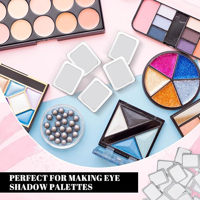 Sumind 101 Pack Metal Stickers for Eyeshadow Palette Set, Includes 1 Makeup Depotting Tool, Adhesive Empty Metal Makeup Colorful Palette Stickers(100 Pcs Square)