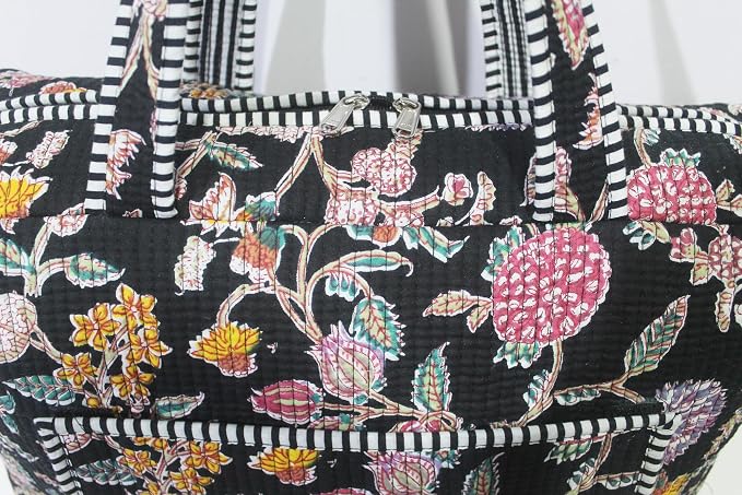 INDIAN CRAFT CASTLE Tote Bag with Yoga Mat Carrier Pocket Carryall Shoulder Bag for Office, Workout, Pilates, Travel, Beach and Gym