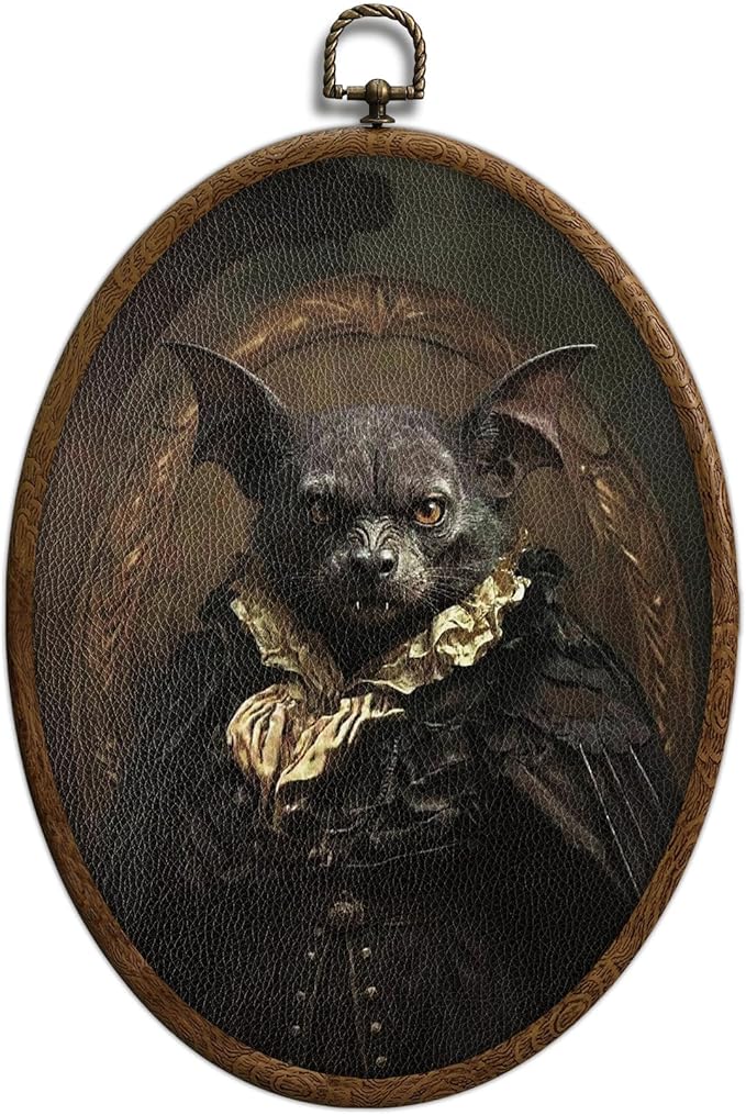 Vintage Oval Bats Wall Decor, Goth Bat Cottagecore Decor, Waterproof Gothic Vampire Decors for Western Farmhouse Bedroom Living Room, Home Goth Decoration Products, 20