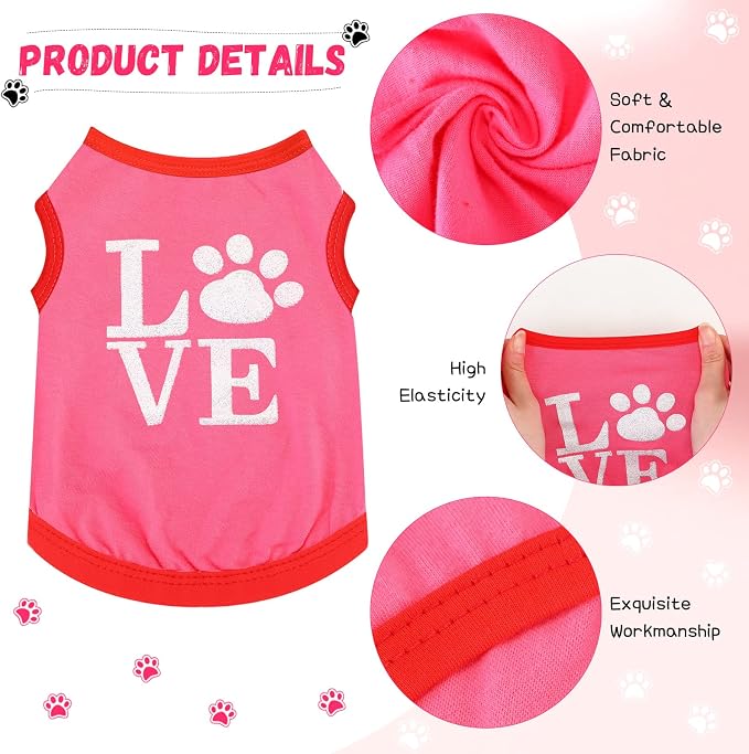 Reginary 8 Pieces Dog Shirts Girl Small Dog Clothes for Chihuahuas Yorkies Female Puppy Shirts Printed Pet Outfit Cute Breathable Soft Valentine's Day Doggie Cat Lovers Gift, Size S