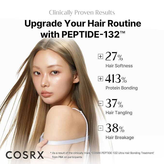 COSRX PEPTIDE 132 Hair Bonding Repair Treatment - Deep Conditioner Hair Mask for Damaged, Dry Hair, Repairs Breakage & Split Ends, For All Hair Types – 8.11 fl oz
