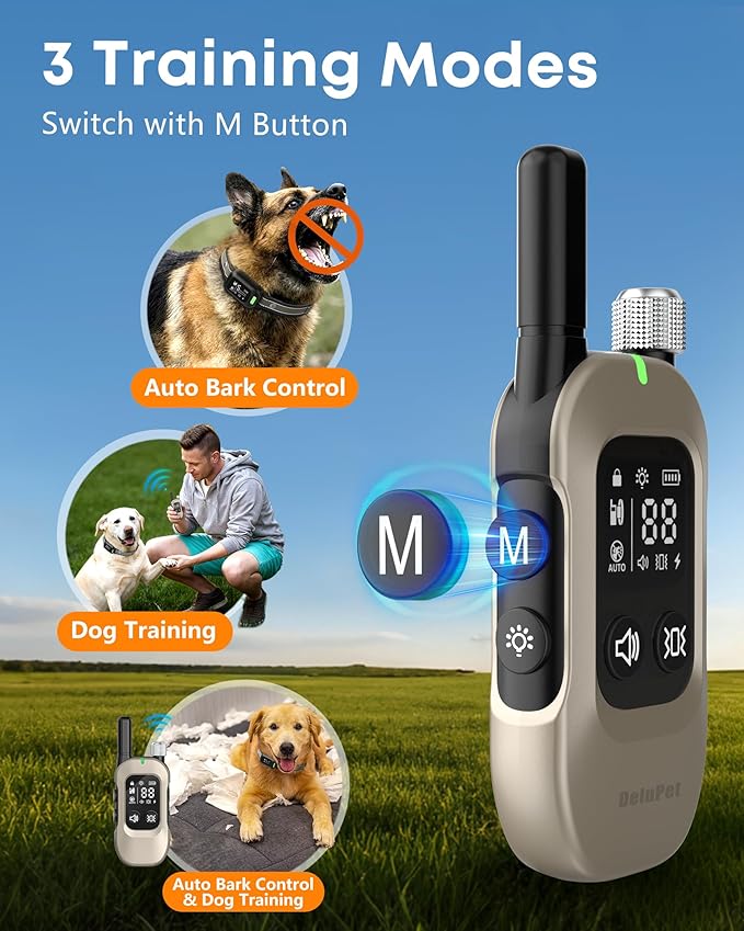 2-in-1 Dog Bark & Shock Collar with Remote, 4500FT Training Range