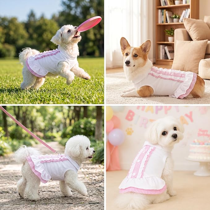 Dog Dress Cat Skirt Sleeveless Puppy Girl Clothes for Small Dogs Cats | Cute Pet Dress with Comfy Material, Fits Chihuahua Yorkie Pomeranian, Suitable for Park Walks Birthday Parties, X-Small