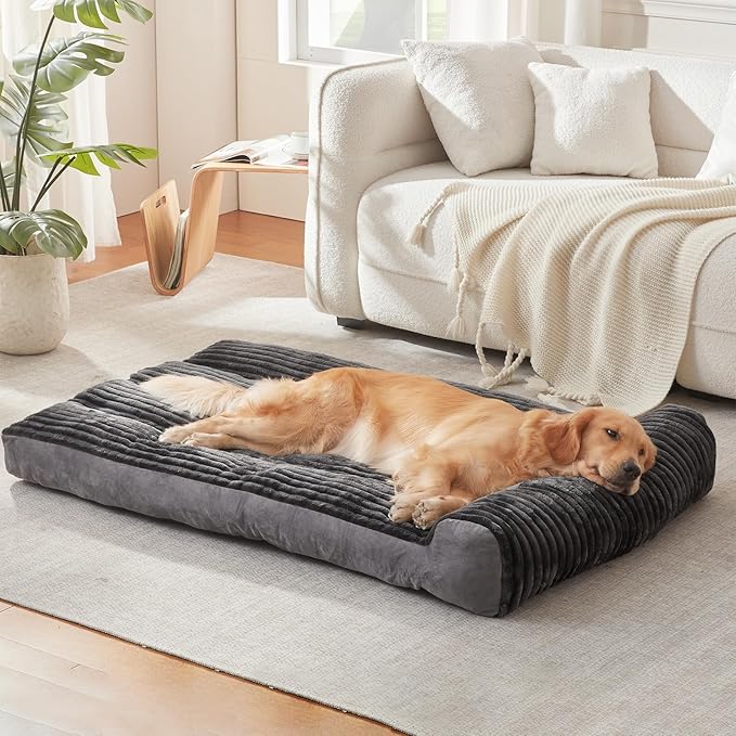 Dog Beds for Extra Large Dogs Breeds,Sofa Dog Bed with Pillow for Crate Kennel, Super Soft Pet Bed for Support Bolster, Comfortable Pet Couch Bed & Non-Slip Bottom