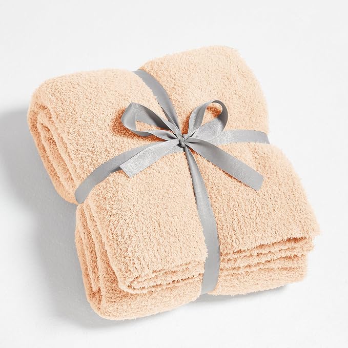 Knit Throw Blanket for Peach Pink - Super Soft Lightweight Plush Fuzzy Fluffy Cozy Blankets and Throws for Sofa Bed, 50 x 60 inches