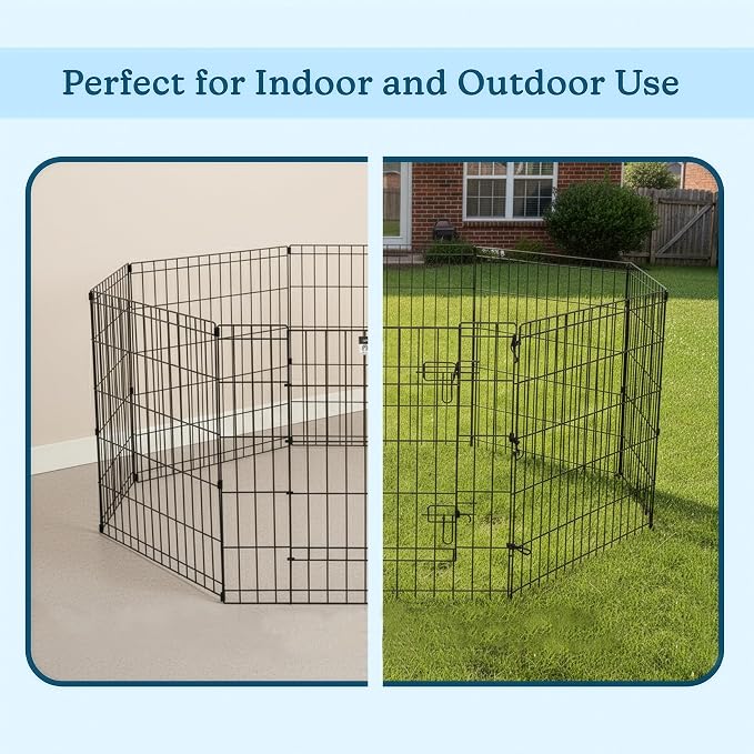 Pet Trex 24" Exercise Playpen for Dogs Eight 24" x 24" High Panels with Gate
