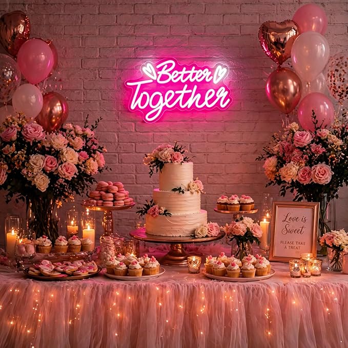 Neon Sign, Neon Signs for Wall Decor LED Signs Neon Light | Better Together Neon Sign, Pink LED Signs for Bedroom, Wedding, Valentine's Day, Business, Pink Decor, Gift, USB Powered