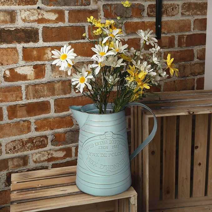 Shabby Chic Metal Jug Vase Pitcher Flower Holder for Home Decoration