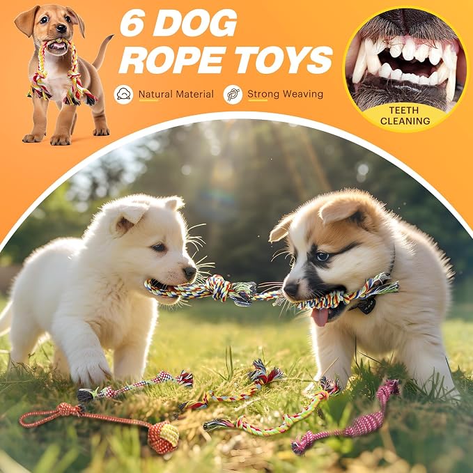 Puppy Chew Toys for small & Medium Dog, Cute Plush Dog Squeaky Toys for Puppies, Dog ChewToys with Rope Toys, Treat Ball for Teething, Interactive Dog Toys with Tough Chewers, Puppy Supplies - 23 Pack