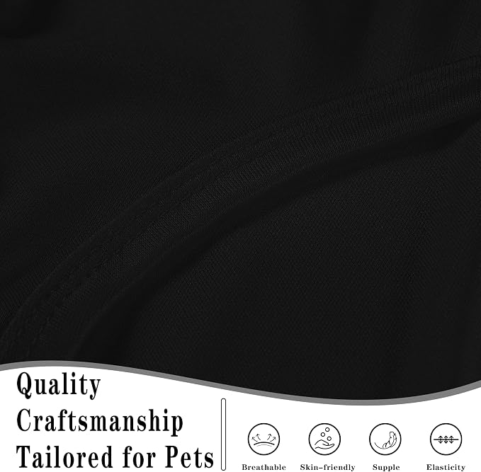 2 Pack Solid Color Dog Shirts - Lightweight, Quick Dry, Breathable Pet T-Shirts for Small to Large Dogs - Stretchy, Durable, Ideal for All Seasons and Holidays.Black White XS