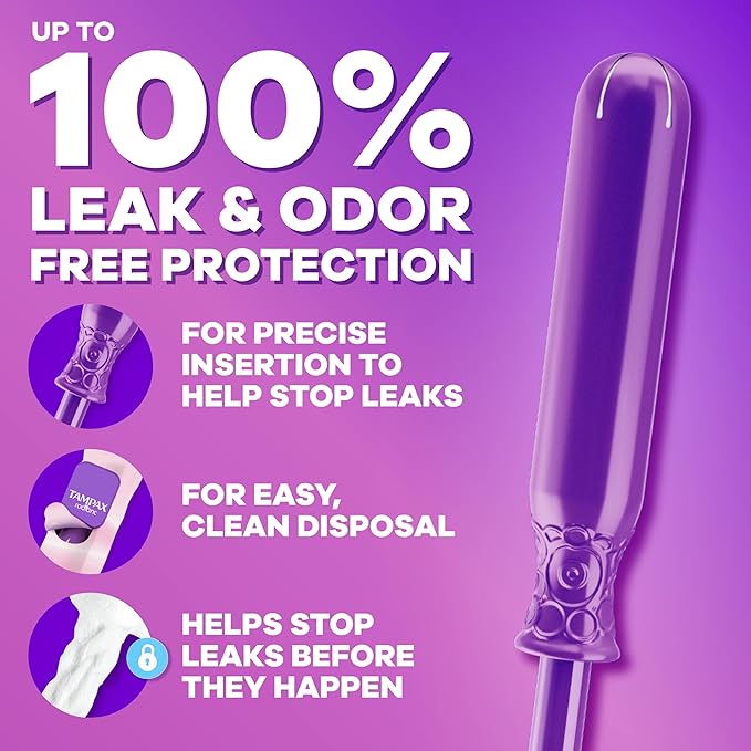 Tampax Radiant Tampons, with LeakGuard Braid, Light Absorbency, Up to 100% Leak and Odor Free Protection, Unscented, 84 Count (3 Packs of 28)