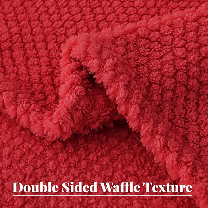 Whale Flotilla Extra Large Soft Fleece Throw Blanket for Couch | 50x70 Inch, Red, Suitable for Sofa Chair Bed, Fluffy Fuzzy Jacquard Blankets for All Season, Lightweight and Cozy