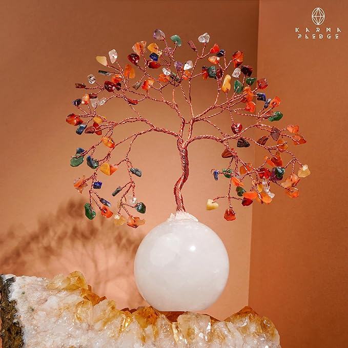 7 Chakra Crystal Tree of Life Birthday Gifts for Women, Handmade Home Decor, Office, Room Decoration, Reiki Healing Crystal Chakra Tree for Money, Positivity, Good Luck Gifts for Her, Mom & Dad
