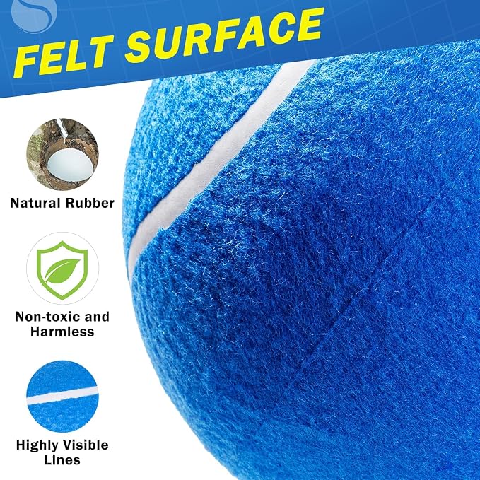 SCENEREAL Giant Tennis Ball for Dogs 2 Pack,Upgraded Thicken 9.5" Large Tennis Balls for Dogs,Halloween Dog Toys Birthday Gift, Inflatable Interactive Ball for Large Medium Big Dog,Durable Toy