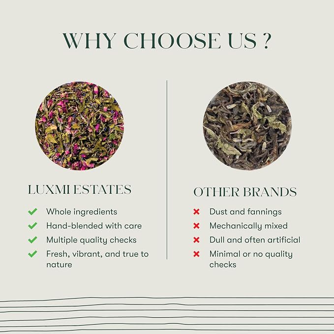 Luxmi Estates Lavender Valley Lavender Tea (25 Tea Bags) Low Caffeine Tea Bags For Relaxing, Calming, and Stress Relief, With Darjeeling Makaibari White Tea