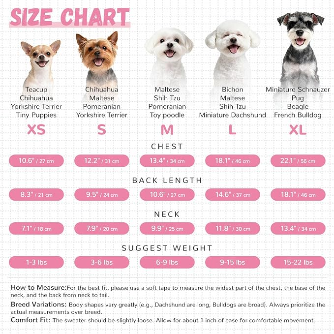ABRRLO Small Dog Sweaters Cute Bear Dog Cardigans Clothes for Small Medium Dogs Boy Girl Puppy Cat Knitting Cardigan Outfits Dogs Winter Coats Warm Pet Doggy Clothes Soft Knitwear (Pink, Medium)