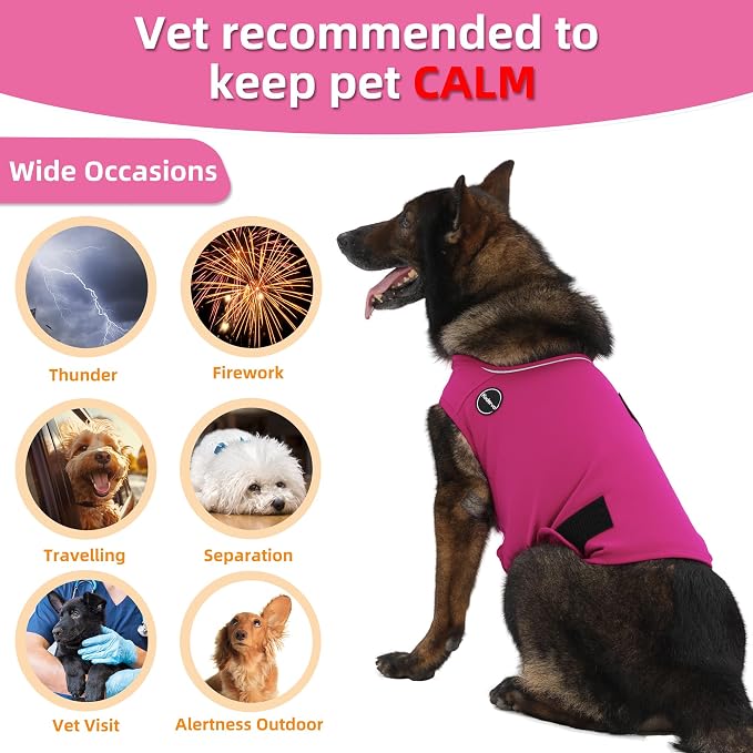 Dog Anxiety Jacket, Skin-Friendly Dog Calming Shirt - Dog Coat for Thunder, Fireworks, Vet Visits and Separation - Keep Pet Calm Without Medicine & Training, Dark Green, Small