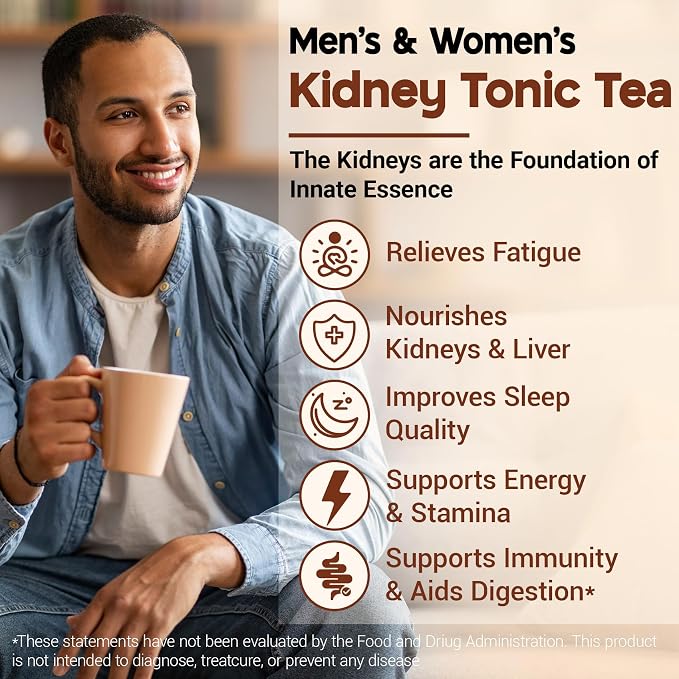 Ginseng Five Treasures Kidney Tea, Traditional Chinese Herbal TeaBags, Natural Kidney Cleanse Detox Tea for Women & Men, 9 Precious Ingredients Formula(1 Pack/30 Bags)